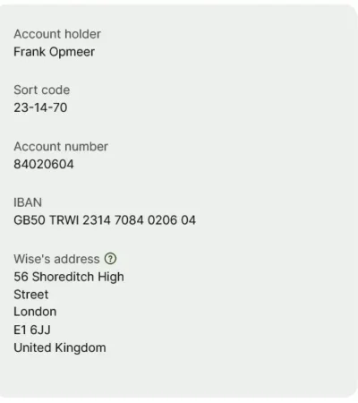 UK Bank Details